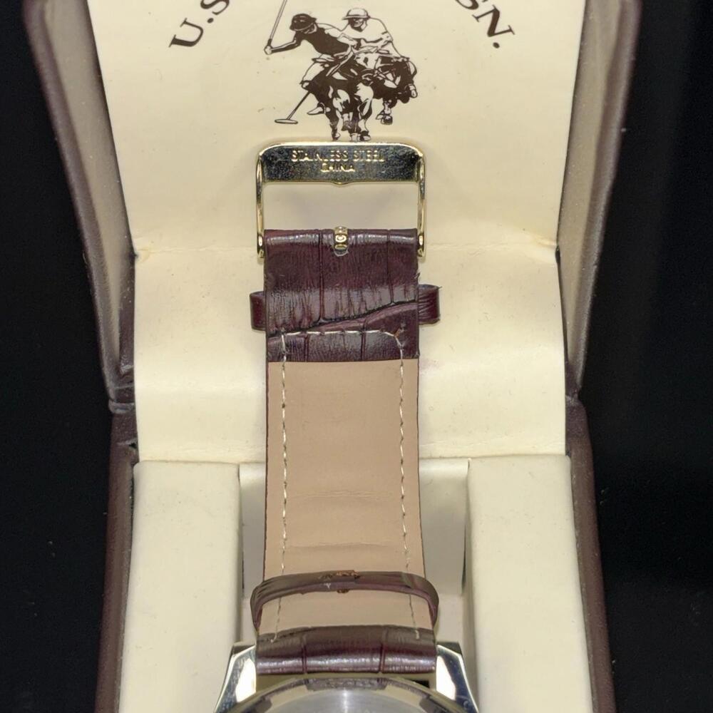 U.S. Polo Assn. Men's Brown Dial Watch with Gold-Tone Bezel In Gift Box - Picture 9 of 9